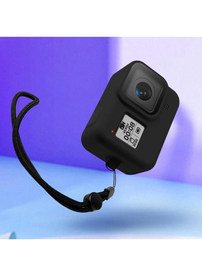 Lupholue Silicone Protective Housing Rubber Case Cover with Lanyard, Glass Screen Protector Film Compatible with GoPro Hero 8 (Black & Blue) - Image 3
