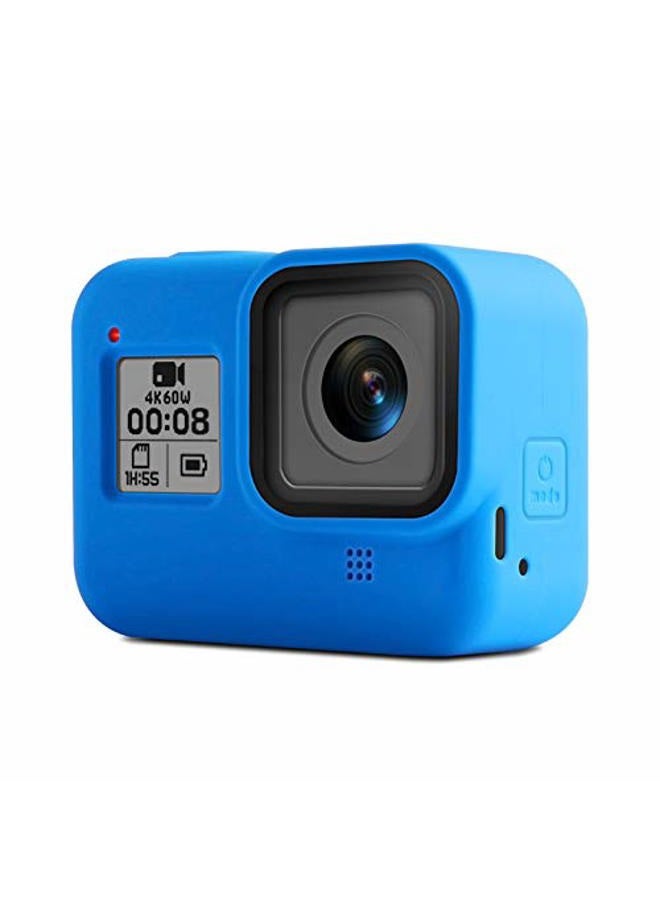 Lupholue Silicone Protective Housing Rubber Case Cover with Lanyard, Glass Screen Protector Film Compatible with GoPro Hero 8 (Black & Blue) - Image 5
