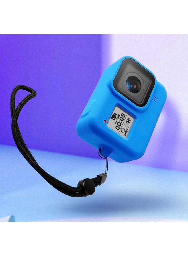 Lupholue Silicone Protective Housing Rubber Case Cover with Lanyard, Glass Screen Protector Film Compatible with GoPro Hero 8 (Black & Blue) - Image 2
