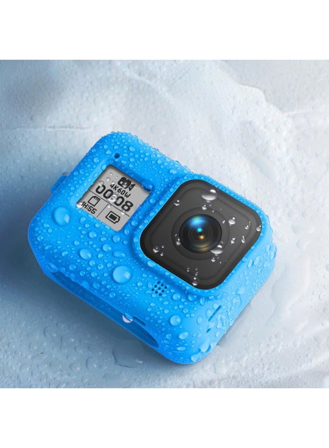Lupholue Silicone Protective Housing Rubber Case Cover with Lanyard, Glass Screen Protector Film Compatible with GoPro Hero 8 (Black & Blue) - Image 4