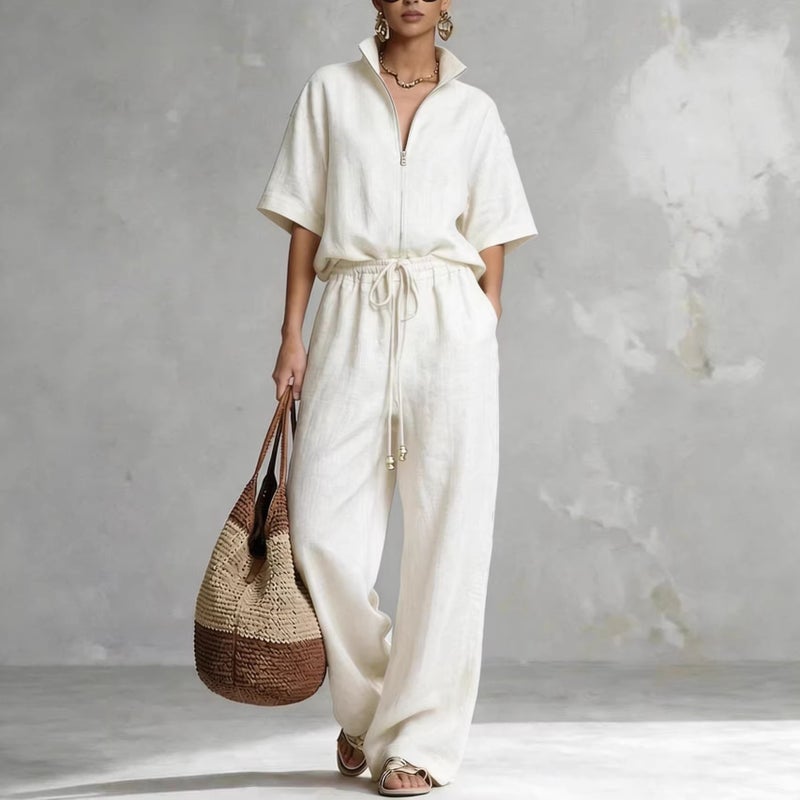 Women's Cotton Linen Casual Two Piece Set - Image 3