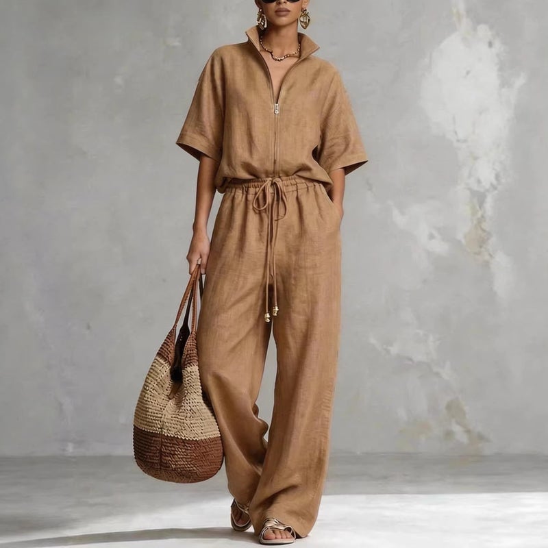 Women's Cotton Linen Casual Two Piece Set - Image 1