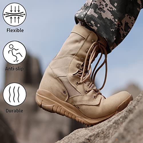 IODSON 8" Men's Military Tactical Boot Lightweight Breathable Work Boots Outdoor Hiking Combat Jungle Desert Boots - Image 5