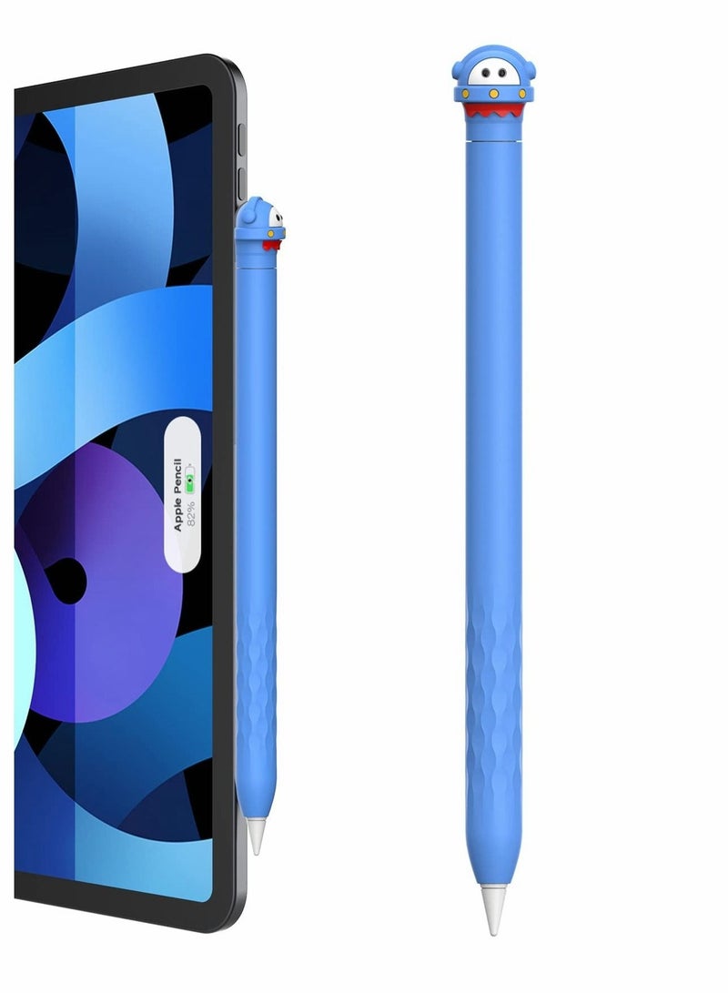 Captaintech Protective Case for Apple Pencil 2nd Generation, Cute Soft Silicone Cartoons Cover Sleeve Accessories Compatible Generation (Blue) - Image 1