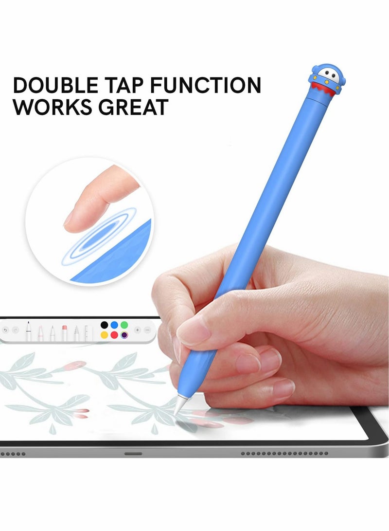 Captaintech Protective Case for Apple Pencil 2nd Generation, Cute Soft Silicone Cartoons Cover Sleeve Accessories Compatible Generation (Blue) - Image 4