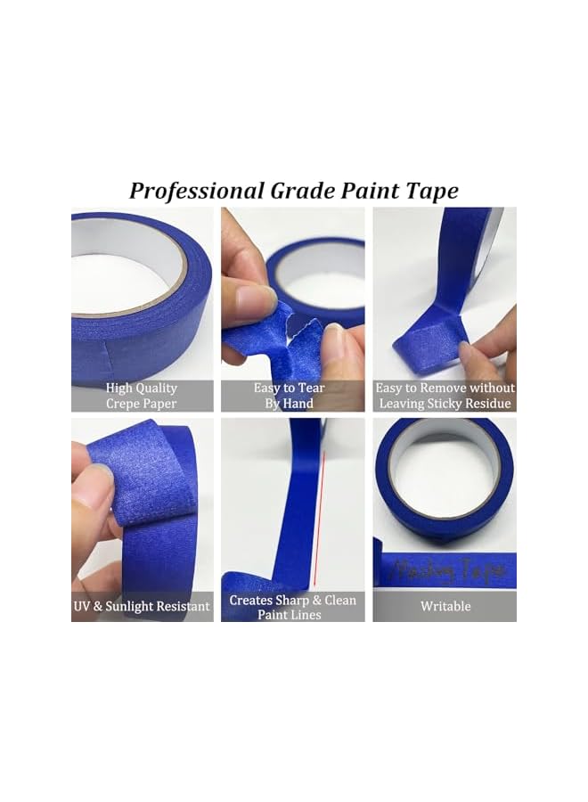 PROMASS promass Blue Painters Tape, Masking Tapes, Premium Painter's Tape, Adhesive Paint Tape for Wall Painting, DIY Artist Craft Arts, Decoration, Drafting, No Residue,Easy Removal, 4PCS  - Image 5