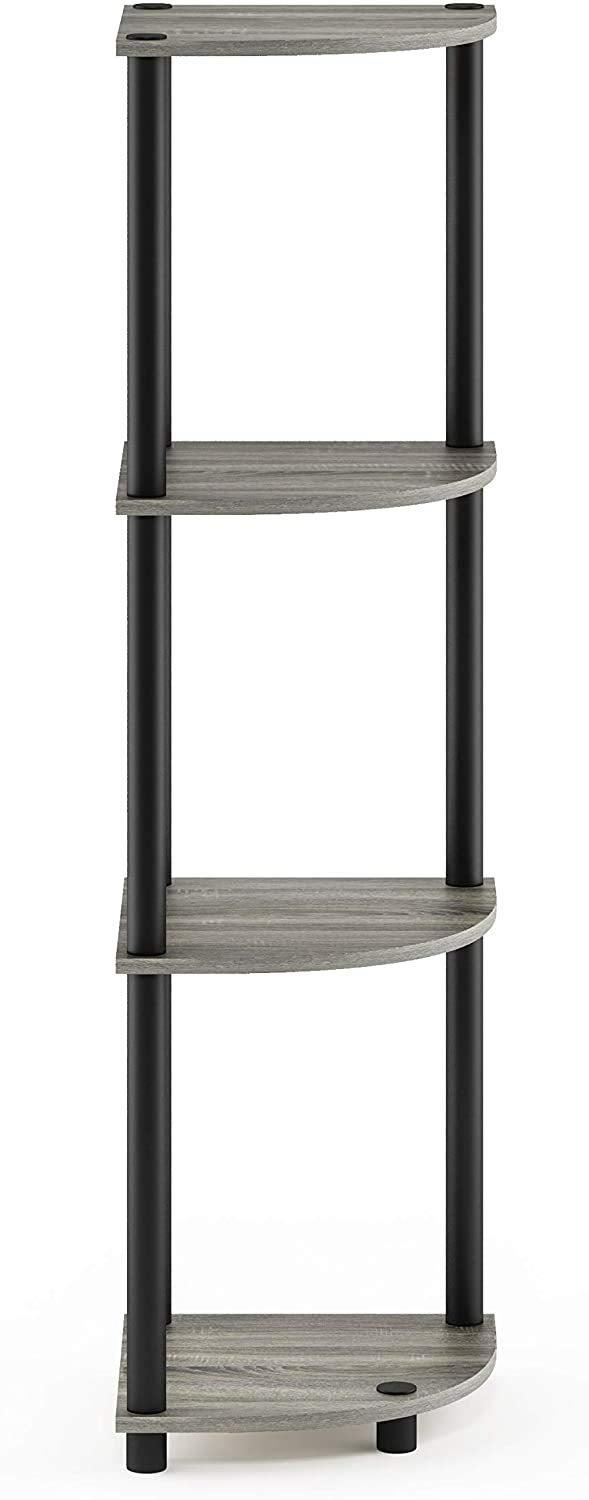 STAR WORK STAR WORK Set of 4 Tier Corner Shelf Industrial Wall Corner Bookshelf with Metal Frame Corner Storage Rack Shelves Display Plant Flower Stand Bookcase for Home Office Kitchen 37X2X1 Feet  - Image 3
