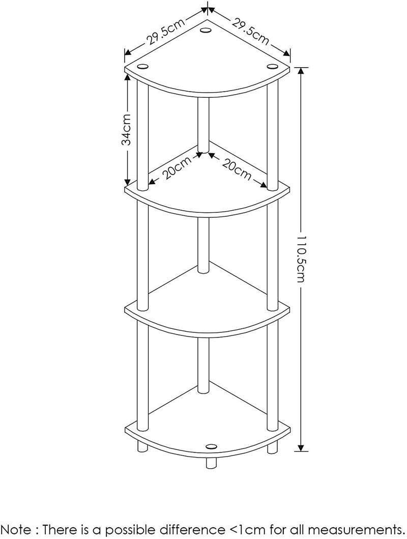 STAR WORK STAR WORK Set of 4 Tier Corner Shelf Industrial Wall Corner Bookshelf with Metal Frame Corner Storage Rack Shelves Display Plant Flower Stand Bookcase for Home Office Kitchen 37X2X1 Feet  - Image 2