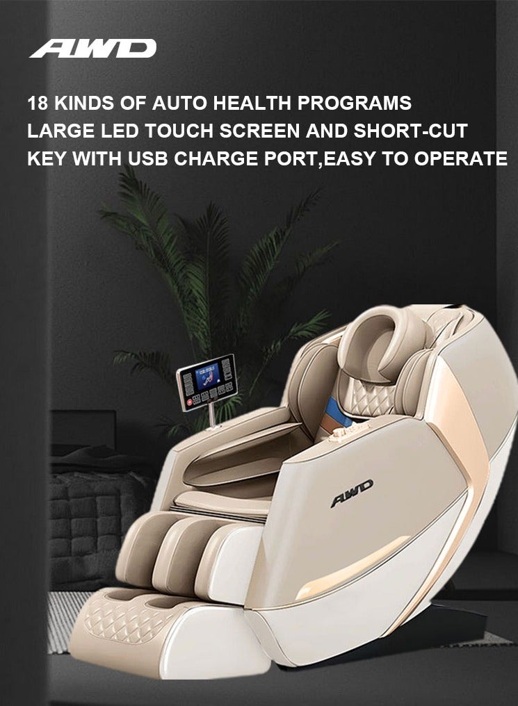 Massage Chair Full Body Massage Chair with 4D SL-Track Technology Zero Gravity 18 Auto Health Programs Intelligent Body Detection Wrapping Airbags Heating and Bluetooth Speakers
