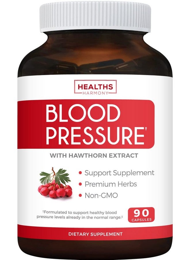 Healths Harmony Blood Pressure Support Supplement Nongmo Premium Natural Herbs Vitamins  Berries High Dosage Of Hawthorn Berry Extract Supports Blood Pressure Levels Already In The Normal Range 90 Capsules - Image 1