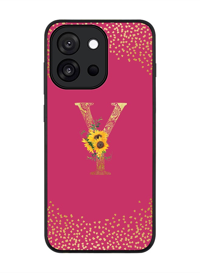 Stylizedd For OnePlus 13s / 13T Case,Slim fit Camera Protection, Shockproof Thin Phone cover  - Custom Floral Monogram - Y ( Deep Pink )