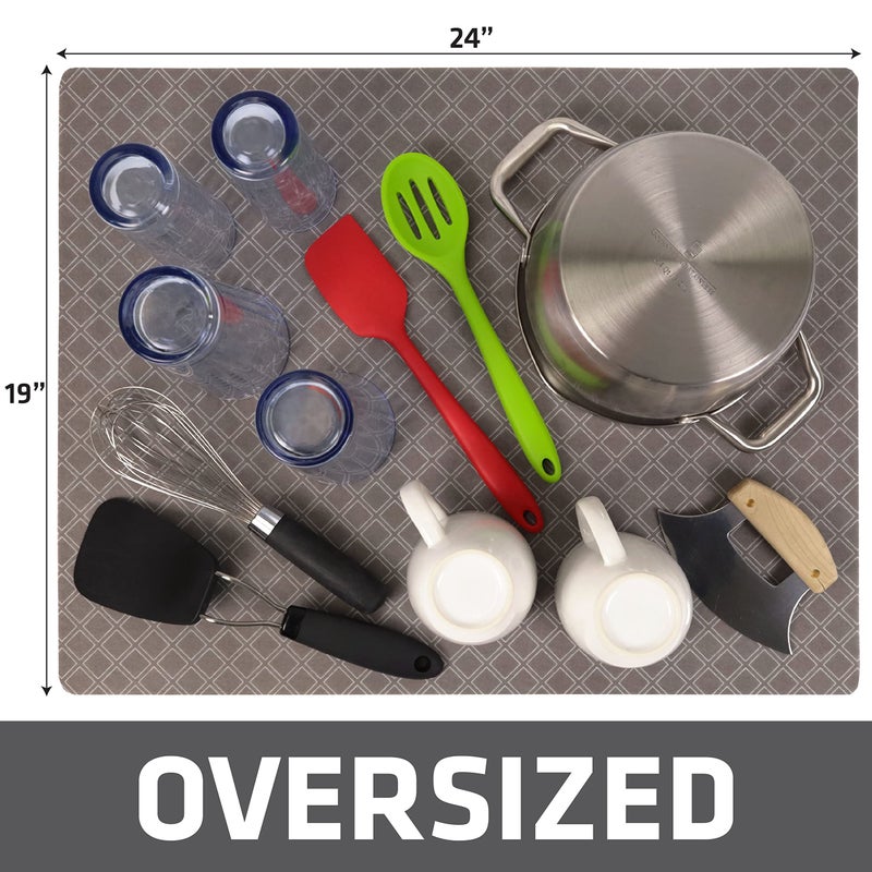 Drymate Xl Dish Drying Mat  Oversized (19 X24 )  Low-Profile  Super Absorbent  Quick Dry Fabric  Waterproof & Slip-Resistant  For Kitchen Counter  Trimmable  Easy To Clean (Usa Made)(Taupe) - Image 5