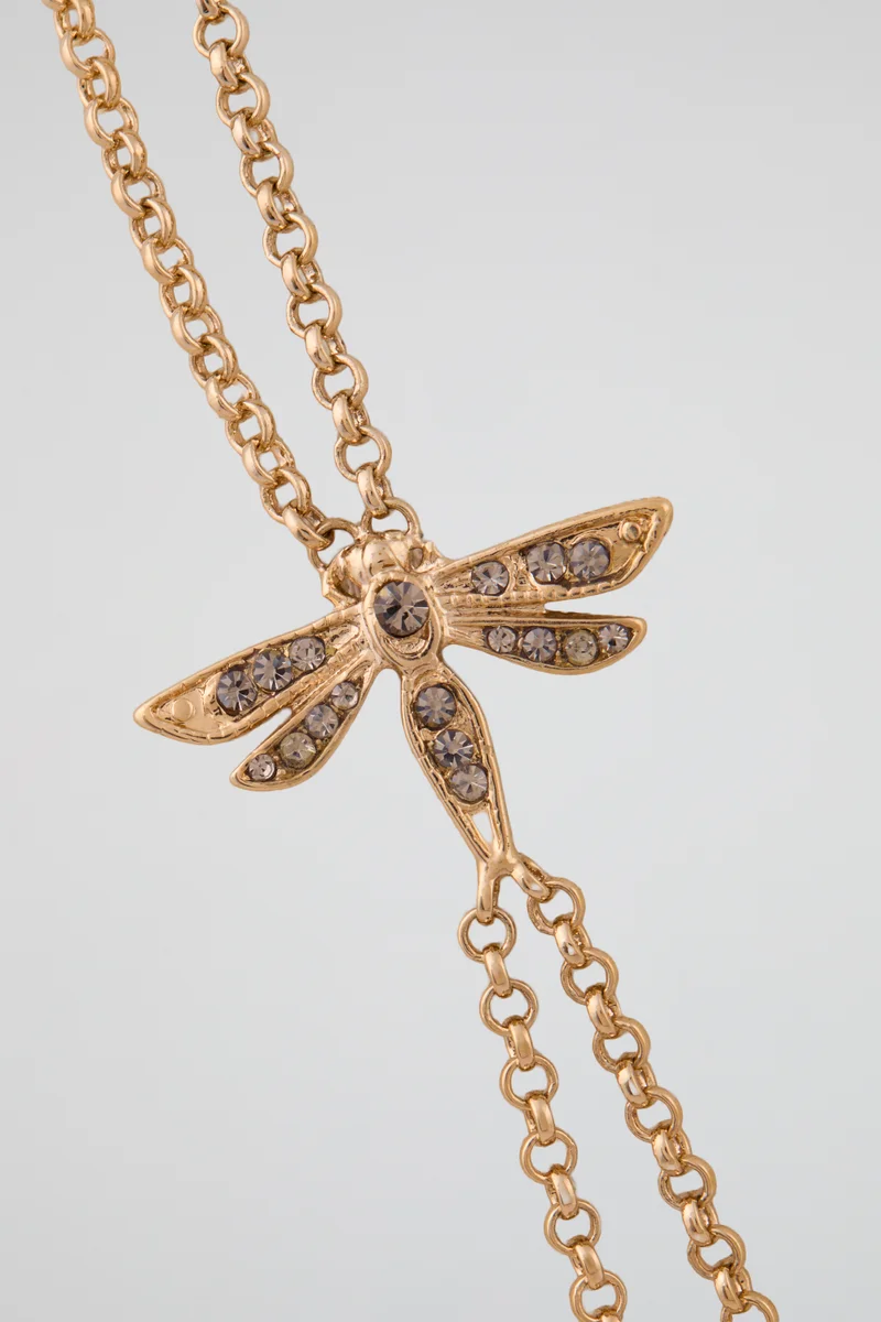 Roberto Cavalli  Roberto Cavalli Gold-Tone Dragonfly Horn Pendant Necklace for Women | Best Price UAE