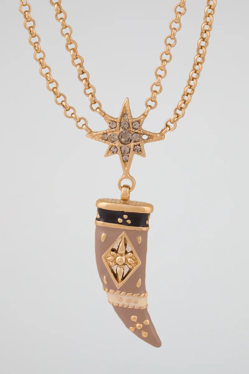 Roberto Cavalli  Roberto Cavalli Gold-Tone Dragonfly Horn Pendant Necklace for Women | Best Price UAE