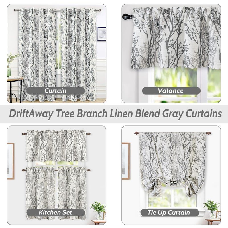 DriftAway Tree Branch Linen Lined Valance Double Layer Thermal Insulated Room Darkening Blackout Valances 3 Inch Rod Pocket Short Window Valance for Living Room Bathroom 52 Inch by 14 Inch Gray - Image 5