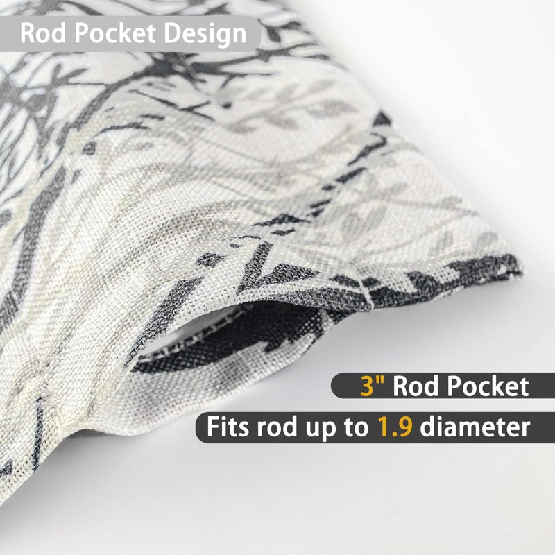 DriftAway Tree Branch Linen Lined Valance Double Layer Thermal Insulated Room Darkening Blackout Valances 3 Inch Rod Pocket Short Window Valance for Living Room Bathroom 52 Inch by 14 Inch Gray - Image 4