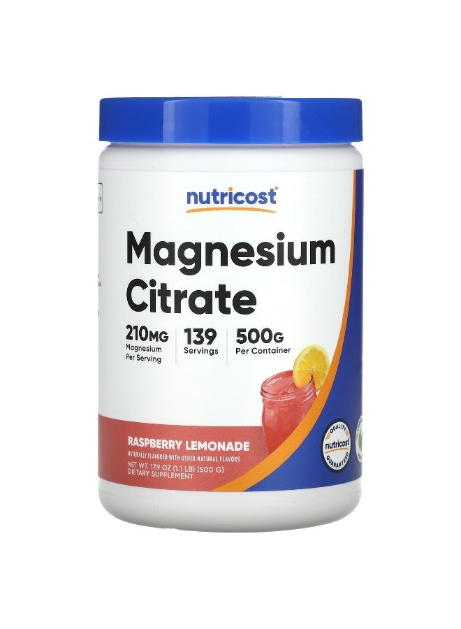 Nutricost, Magnesium Citrate, Raspberry Lemonade, 17.9 oz (500 g) (Packaging may vary) - Image 1