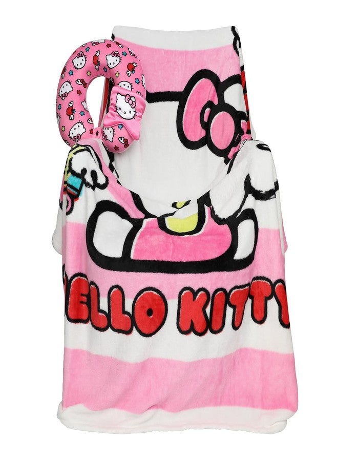 Bioworld Adult Hello Kitty Travel Set with Neck Pillow, Eye Mask, and Throw Blanket, Adorable Comfort for Hello Kitty Fans on the Go! - Image 1