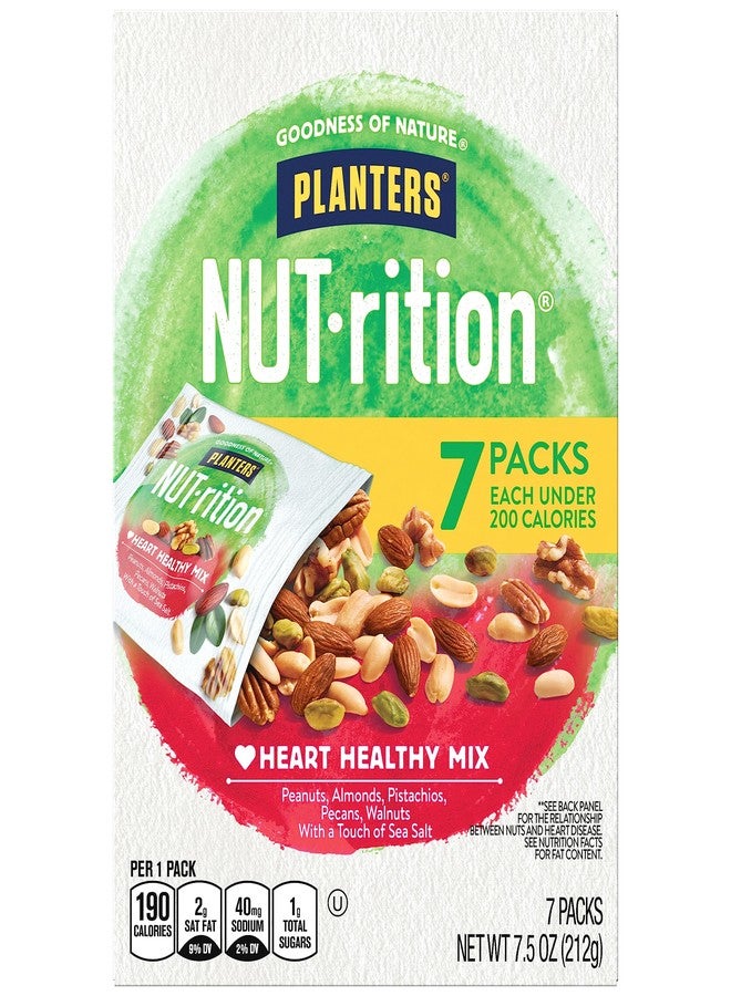 PLANTERS NUT-rition Heart Healthy Mix with Walnuts, 7.5 oz Box (Contains 7 Individual Pouches) - On-the-Go/ Work/School Snack and Active Lifestyle Snack - Great Camping Snacks - Kosher - Image 1