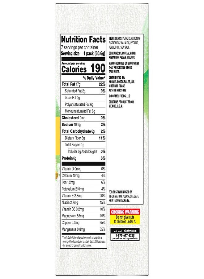 PLANTERS NUT-rition Heart Healthy Mix with Walnuts, 7.5 oz Box (Contains 7 Individual Pouches) - On-the-Go/ Work/School Snack and Active Lifestyle Snack - Great Camping Snacks - Kosher - Image 2