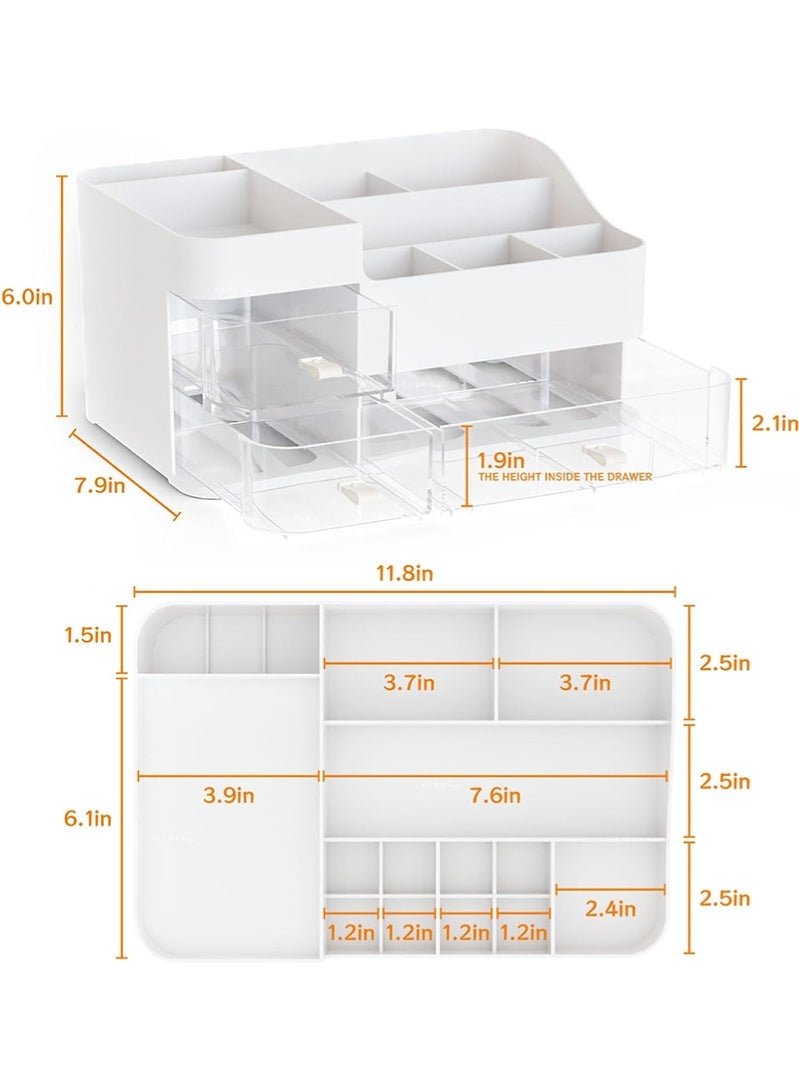 توبيتش منظمات مكياج كبير متعدد الطبقات، منظم للعناية بالبشرة مع أدراج، تخزين مستحضرات تجميل بيضاء للطاولة، المكتب، الخزانة، الحمام، يخزن الفرش، الباليتات، العطور - Image 2
