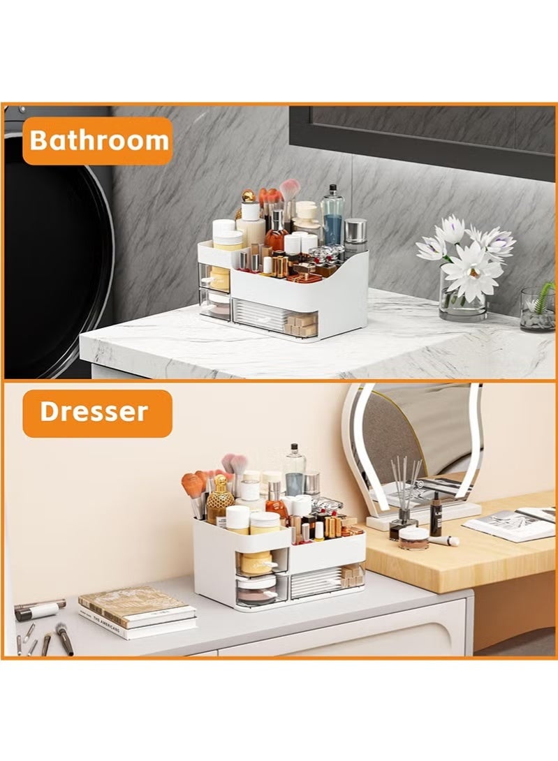 توبيتش منظمات مكياج كبير متعدد الطبقات، منظم للعناية بالبشرة مع أدراج، تخزين مستحضرات تجميل بيضاء للطاولة، المكتب، الخزانة، الحمام، يخزن الفرش، الباليتات، العطور - Image 3