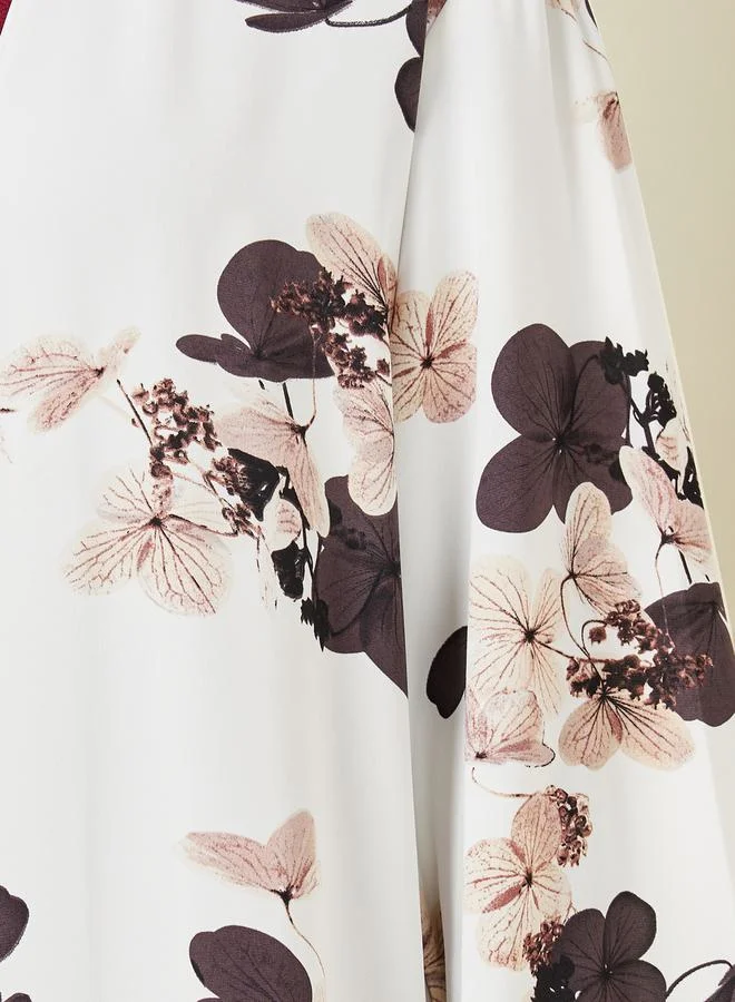 Styli Floral Print Maxi Length Kimono