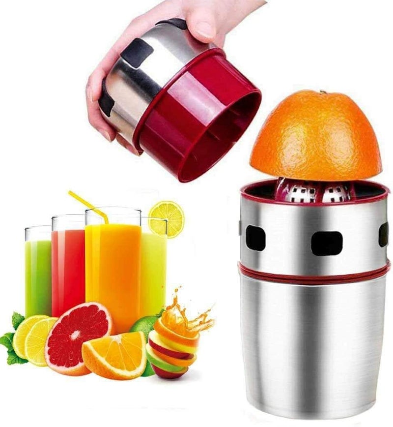 UBOYLI Manual Citrus Juicer, Orange Juicer Portable Stainless Steel Hand Press Grapefruit Squeezer Lid Rotation Squeezer for Lemons, Tangerines and Other Fruits - Image 1