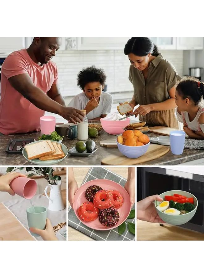مجموعة طعام وردية محمولة للخارج 5 قطع أدوات سفري قابلة لإعادة الاستخدام طبق أواني طعام للتخييم - Image 3