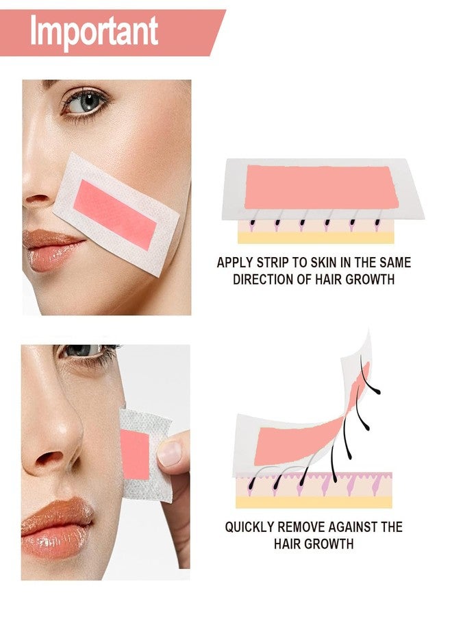 Charmonic Facial Wax Strips 60 Pcs, Facial Hair Removal for Women, Waxing Strips for Face Eyebrow Upper Lip Cheek Hair Remover, Quick & Painless At Home Waxing Kit for All Skin Types with 6 Pcs Wax Wipes (Pink) - Image 5