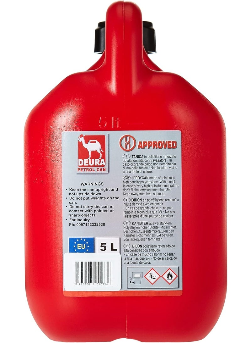 DEURA Petrol Can Oil, Diesel Container And Fuel Jerry Can And Storage Tank, Red, 5 Liter - Image 5