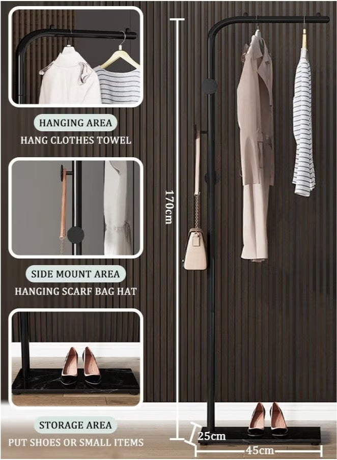 Metal Coat Rack Freestanding Coat Hat Hanger Stand With Natural Marble Base 45X25X170 Cm - Image 3