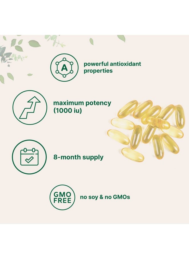 Micro Ingredients - Vitamin E 1000 Iu 240 Softgels; Pure Vitamin E Oil Pills; Antioxidant Supplements For Skin Face & Immune Health; Nongmo Gluten Free - Image 1