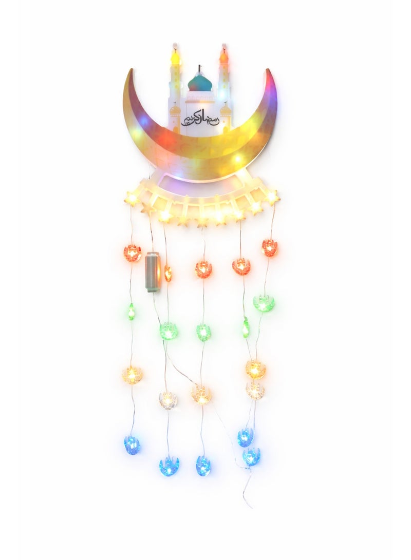 Ramadan Led Home Decor Mosque Design – Wall & Door Hanging With 24 Multicolor Led Lights – 70×30 Cm – Adjustable Electric Wire - Image 3