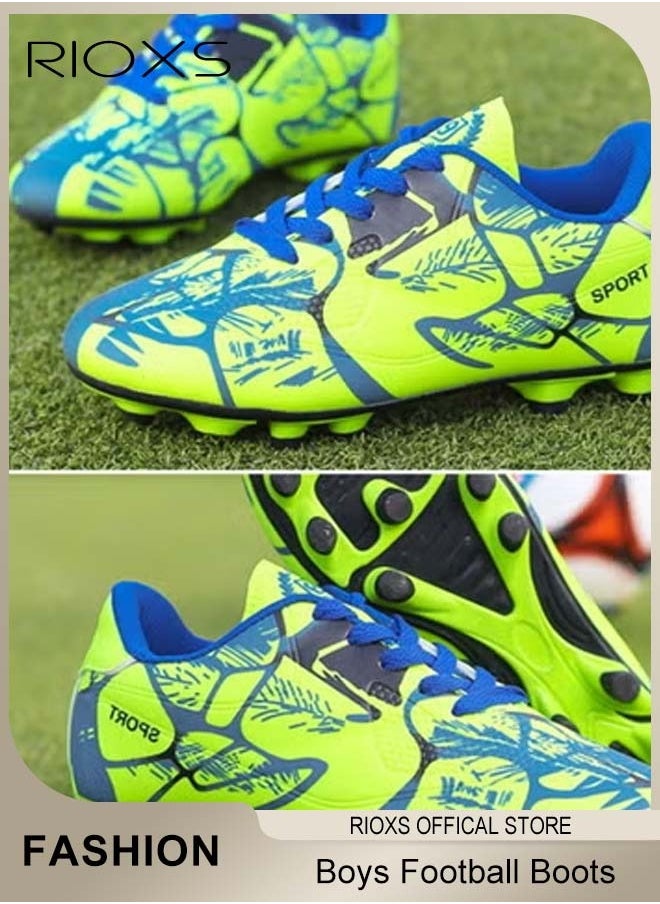 RIOXS Boys Football Boots Trainers,Unisex Soccer Trainers,Kids Professional Soccer Cleats Shoes,Competition Training Shoes,Non-Slip Sneakers For Kids Youth And Adults,Athletic Outdoor Sports Shoes For Running Football,Indoor Firm Ground Lace-Up Soccer Shoes  - Image 5