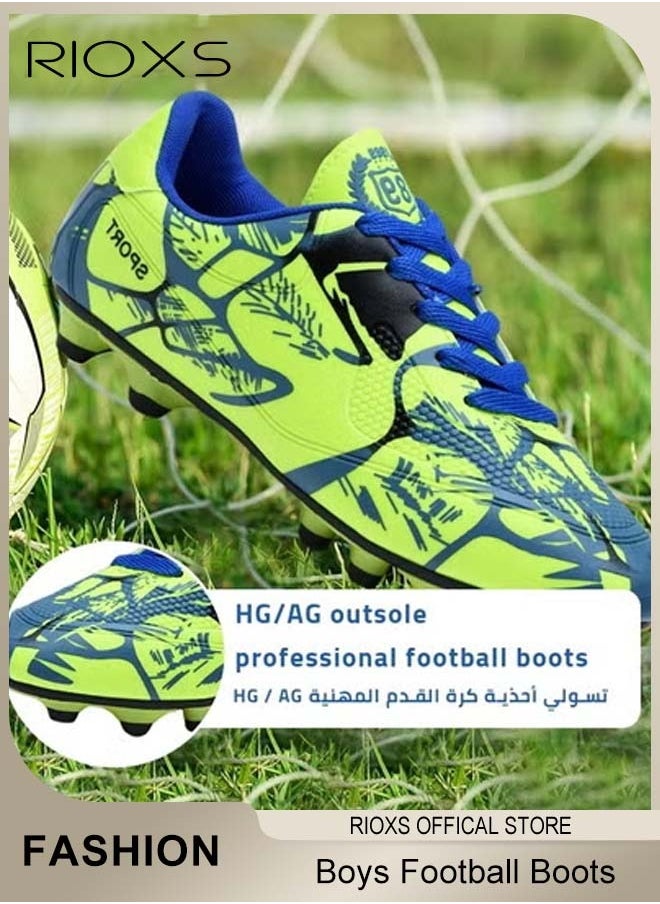 RIOXS Boys Football Boots Trainers,Unisex Soccer Trainers,Kids Professional Soccer Cleats Shoes,Competition Training Shoes,Non-Slip Sneakers For Kids Youth And Adults,Athletic Outdoor Sports Shoes For Running Football,Indoor Firm Ground Lace-Up Soccer Shoes  - Image 4