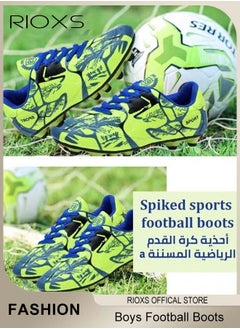 RIOXS Boys Football Boots Trainers,Unisex Soccer Trainers,Kids Professional Soccer Cleats Shoes,Competition Training Shoes,Non-Slip Sneakers For Kids Youth And Adults,Athletic Outdoor Sports Shoes For Running Football,Indoor Firm Ground Lace-Up Soccer Shoes  - Image 3