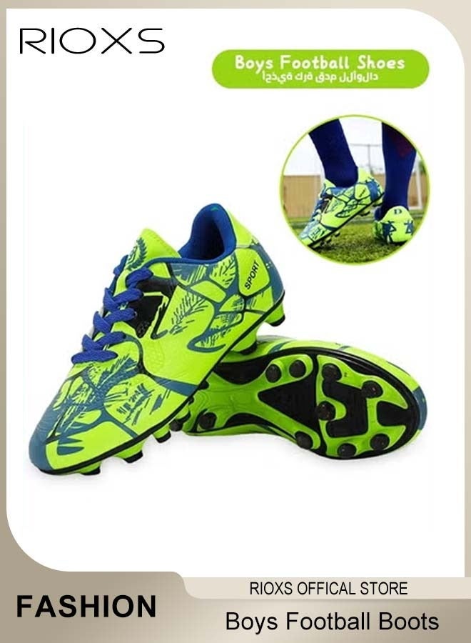 RIOXS Kids Teens Trainers, Youth Sneakers, Boys Girls Football Shoes, Unisex Soccer Cleats Sport Shoes, Professional Soccer Cleats Shoes, Competition Training Shoes, Indoor Artificial Ground Soccer Cleats Sneaker, Outdoor Athletic Shoes for Running Football, Non-Slip Athlesiure Shoes for Kids Youth And Adults - Image 1