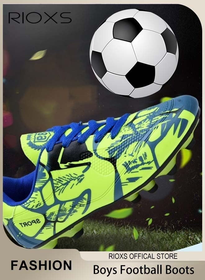 RIOXS Kids Teens Trainers, Youth Sneakers, Boys Girls Football Shoes, Unisex Soccer Cleats Sport Shoes, Professional Soccer Cleats Shoes, Competition Training Shoes, Indoor Artificial Ground Soccer Cleats Sneaker, Outdoor Athletic Shoes for Running Football, Non-Slip Athlesiure Shoes for Kids Youth And Adults - Image 2
