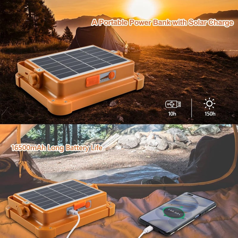 iodoo Cosyeasy Portable Led Work Solar Light 100W 16500Mah 10000 Lm With Stepless Brightness Job Site Battery Rechargeable Floor For Worklight Hurricane Fathers Day Gift OrangeWhite - Image 5