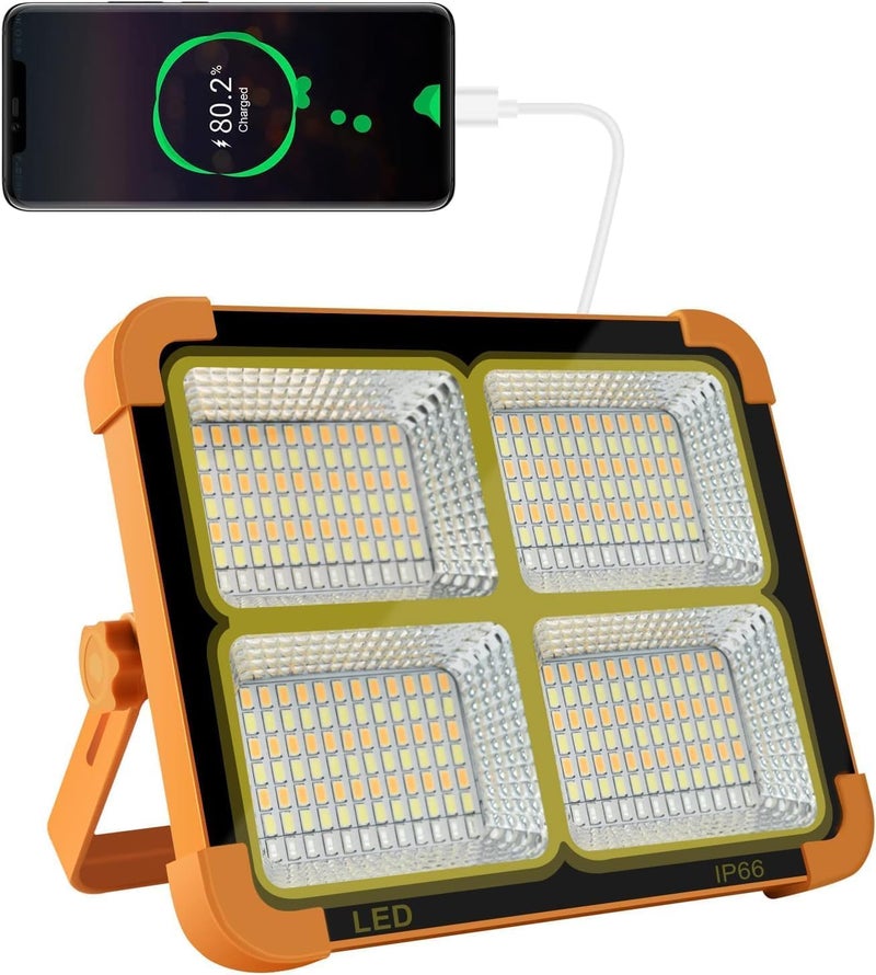 iodoo Cosyeasy Portable Led Work Solar Light 100W 16500Mah 10000 Lm With Stepless Brightness Job Site Battery Rechargeable Floor For Worklight Hurricane Fathers Day Gift OrangeWhite - Image 1