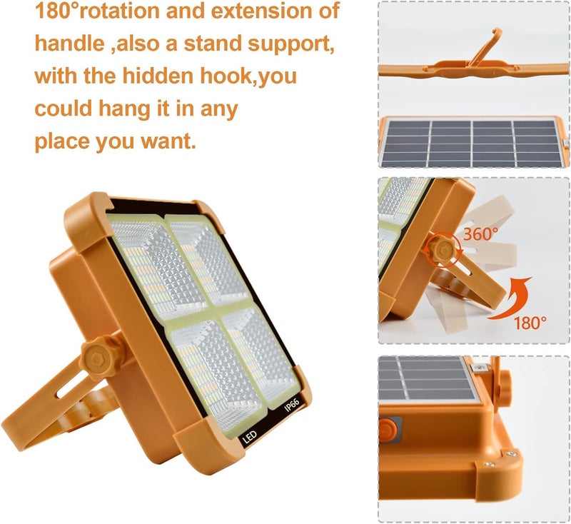 iodoo Cosyeasy Portable Led Work Solar Light 100W 16500Mah 10000 Lm With Stepless Brightness Job Site Battery Rechargeable Floor For Worklight Hurricane Fathers Day Gift OrangeWhite - Image 4