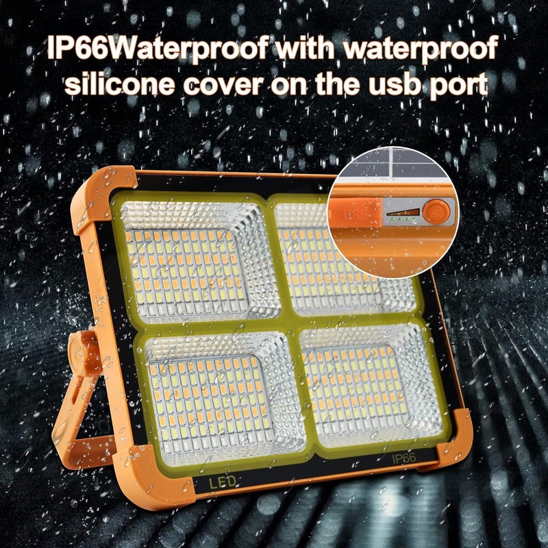 iodoo Cosyeasy Portable Led Work Solar Light 100W 16500Mah 10000 Lm With Stepless Brightness Job Site Battery Rechargeable Floor For Worklight Hurricane Fathers Day Gift OrangeWhite - Image 3