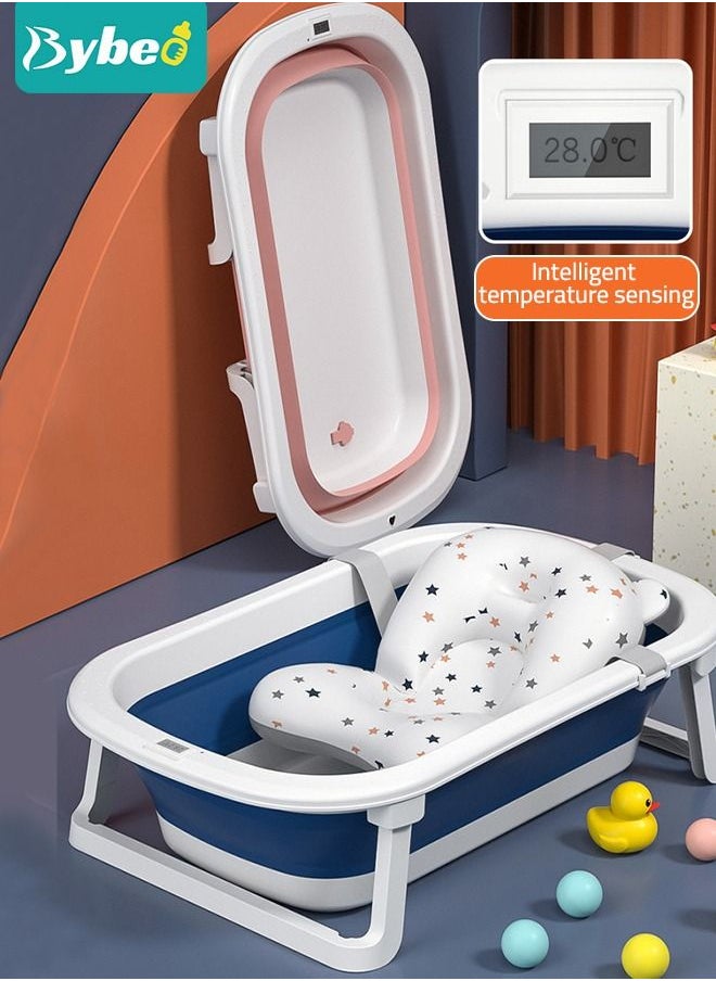 Bybeo 13 PCS Baby Bath Tub Foldable Bathtub With Temperature Sensing + Bathmat Cushion + Shower Cap + Washing Hair Shower Shampoo Cup *1 + Duckling toys *4 + Ocean Balls *5  - Image 3
