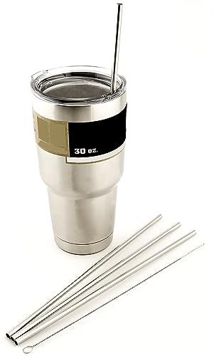 CocoStraw 4 LONG Stainless Steel Straws fits 30 oz Yeti Tumbler Rambler Cups - CocoStraw Brand Drinking Straw - Image 1