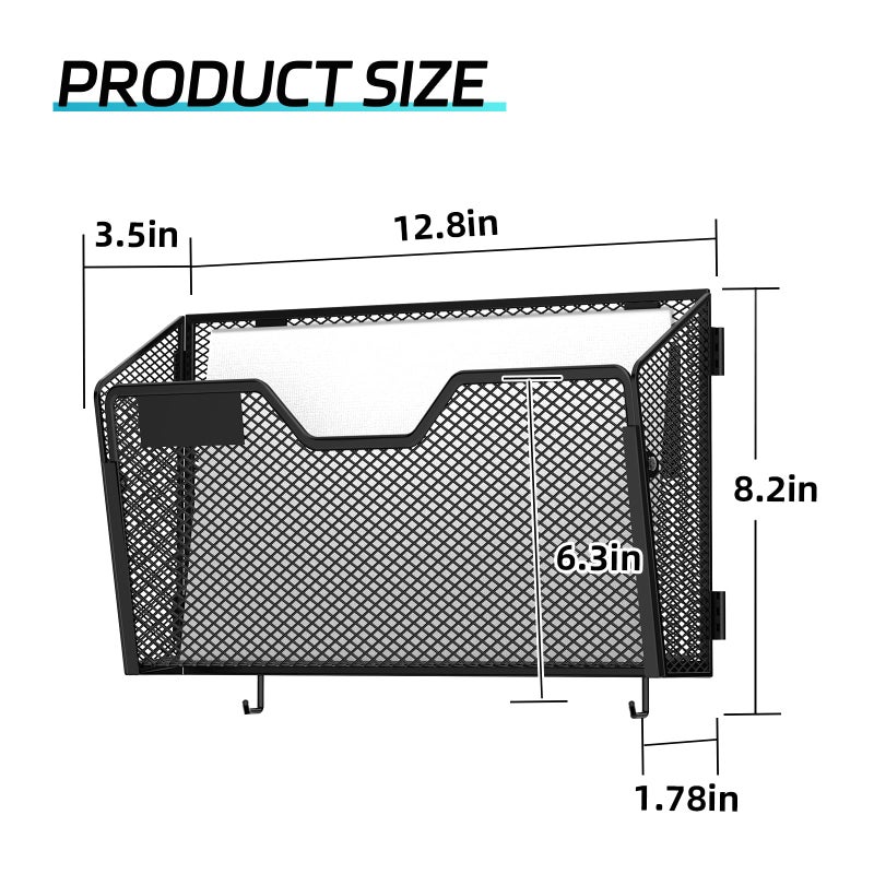 SUPEASY 6 Single Mail Organizer Wall Mounted, Wall File Organizer, Hanging File Organizer with Hooks, Mail Oganizer Binder Holder for Home Office (with 14 Adhesive Hooks) - Image 3