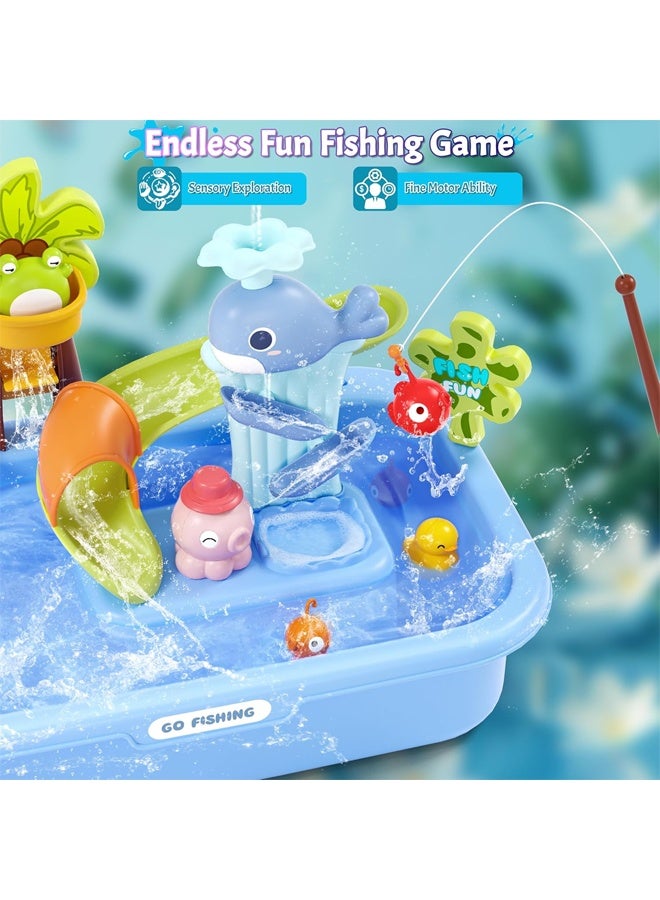 Children's toy pool, toy sink with running water, color changing toy sink with upgraded electric faucet and water pump, pretend play kitchen sink and summer water toy for boys and girls, blue - Image 5