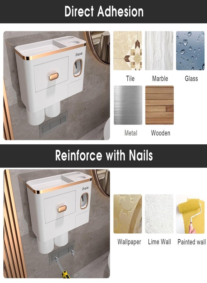 أي هاف حاملات فرش أسنان iHave للحمامات - حامل فرش أسنان جداري مطور مع موزع معجون أسنان - كوبان - Image 4