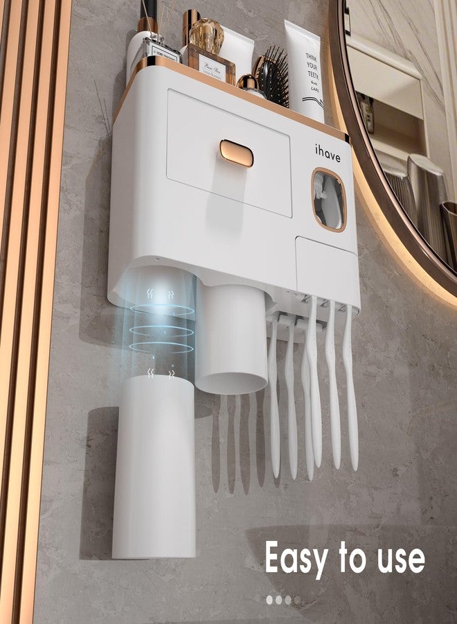 أي هاف حاملات فرش أسنان iHave للحمامات - حامل فرش أسنان جداري مطور مع موزع معجون أسنان - كوبان - Image 3