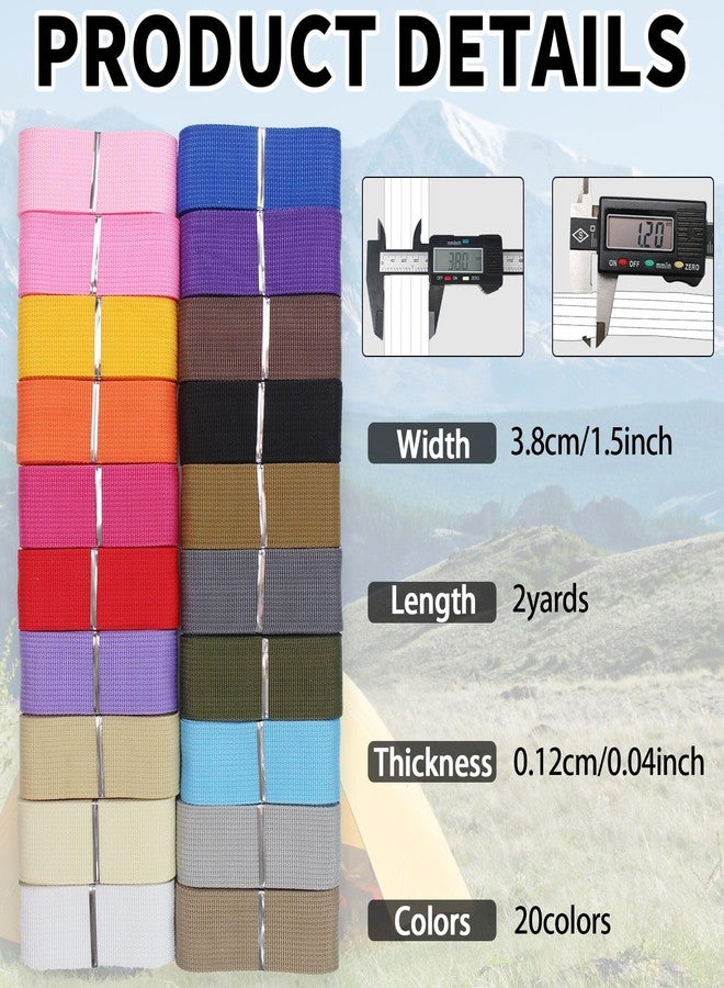 ZHFMLY 1.5 Inch Webbing Straps 40 Yards (108 Ft) - 20+ Assorted Colors Wide Polypropylene Webbing for Dog Collars, Belt, Backpack Straps, Luggage Repair, Sewing,DIY Crafts | Vibrant Colors - Image 2